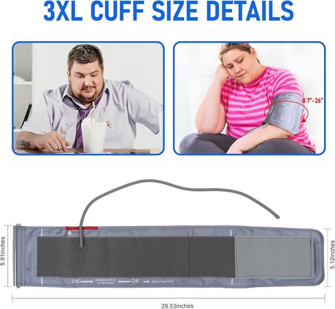 3XL Blood Pressure Cuff, Adult Cuff, Compatible with Most Monitors, ARM Blood Pressure Replacement Cuff with 8 Connectors(3XL) in Kuwait