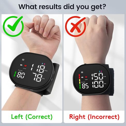 Wrist Blood Pressure Monitor for Home Use - Upgraded Large LED Screen, Dual User 240 Memories with Carrying Case, Voice Broadcast, Adjustable bp Cuff (13.5-19.5cm) - Black in Kuwait