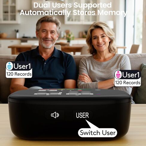 Wrist Blood Pressure Monitor for Home Use - Upgraded Large LED Screen, Dual User 240 Memories with Carrying Case, Voice Broadcast, Adjustable bp Cuff (13.5-19.5cm) - Black in Kuwait