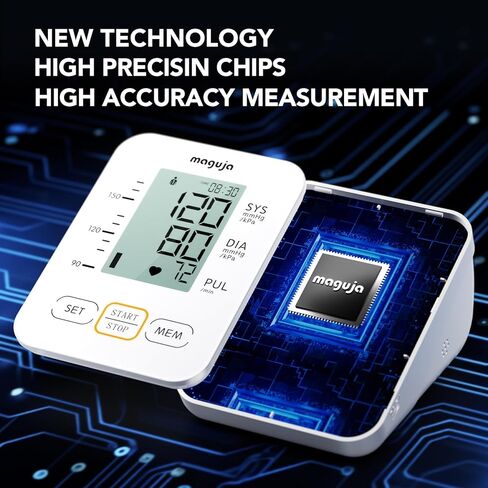 جهاز قياس ضغط الدم، جهاز قياس ضغط الدم من ماجوجا للاستخدام المنزلي، جهاز ضغط الدم الرقمي التلقائي للذراع العلوي مع سوار ضغط الدم، مستخدمان in Kuwait