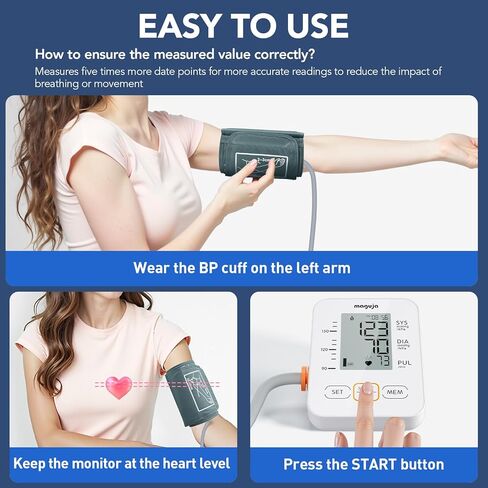 جهاز قياس ضغط الدم، جهاز قياس ضغط الدم من ماجوجا للاستخدام المنزلي، جهاز ضغط الدم الرقمي التلقائي للذراع العلوي مع سوار ضغط الدم، مستخدمان in Kuwait