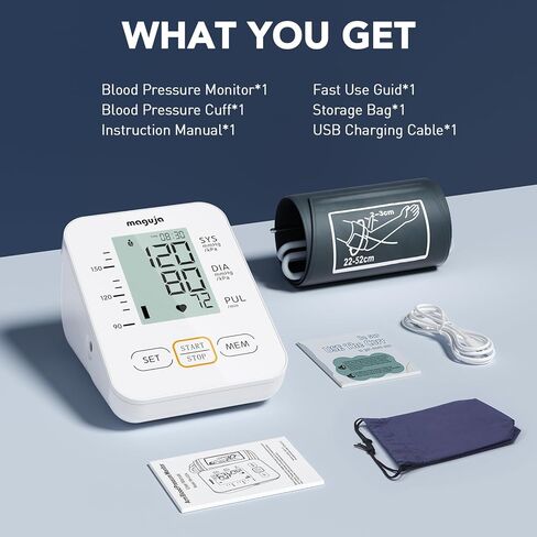 جهاز قياس ضغط الدم، جهاز قياس ضغط الدم من ماجوجا للاستخدام المنزلي، جهاز ضغط الدم الرقمي التلقائي للذراع العلوي مع سوار ضغط الدم، مستخدمان in Kuwait