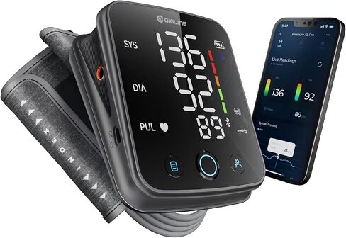 جهاز قياس ضغط الدم بالضغط XS Pro بتقنية البلوتوث، سوار BP للذراع العلوي 22-42 سم، ضغط الدم الانقباضي/الانبساطي الرقمي التلقائي الدقيق، شاشة كبيرة، تطبيق جوال متوافق مع أجهزة iOS وAndroid in Saudi Arabia