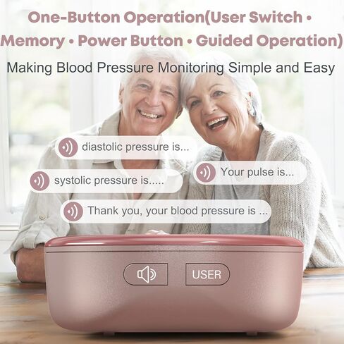 جهاز قياس ضغط الدم من المعصم قابل لإعادة الشحن مع سوار مقاس 5.3 بوصة ~ 7.7 بوصة، ذاكرة 2 × 120، ذاكرة ومستخدم بزر واحد، جهاز مراقبة ضغط الدم التلقائي الاحترافي للعائلة (وردي) in Kuwait