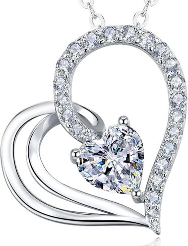 1.2CT Special Heart Moissanite Womens Necklace D Color VVS1 S925 18K White Gold Plated Expressing Motherly Love Friendship Perfect for Birthday Gifts 18 Inch in Kuwait