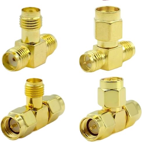 SMA RPSMA to Dual Two RP-SMA Adapter 2 Male Female 3 Way Coaxial Connector Kit Triple RP T Plugs Splitter(Type3) in Saudi Arabia