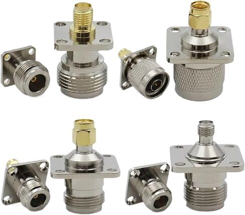 N SL16 إلى SMA نوع موصل ذكر أنثى محول محوري 4 فتحات لوحة شفة نقل جاك المقابس محول مستقيم (Type3، 1PCS) in Kuwait