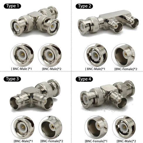 BNC Connector Q9 to Male Female Adapter Right Angle Tee Type 3way 4way Splitter 2X Double 3+4Types(Type9) in Saudi Arabia