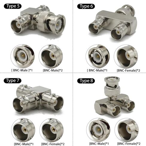 BNC Connector Q9 to Male Female Adapter Right Angle Tee Type 3way 4way Splitter 2X Double 3+4Types(Type9) in Saudi Arabia