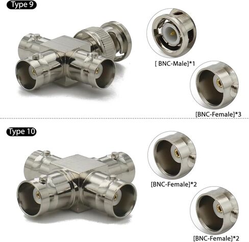 BNC Connector Q9 to Male Female Adapter Right Angle Tee Type 3way 4way Splitter 2X Double 3+4Types(Type9) in Saudi Arabia