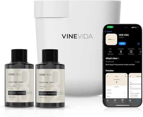 ناشر رائحة أسود من VINEVIDA للمنزل والمكتب | موزع روائح الزيوت العطرية - موزع هواء بارد للزيوت العطرية (يتضمن رائحتين للفنادق) in Saudi Arabia