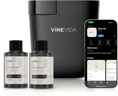 ناشر رائحة أسود من VINEVIDA للمنزل والمكتب | موزع روائح الزيوت العطرية - موزع هواء بارد للزيوت العطرية (يتضمن رائحتين للفنادق) in Kuwait