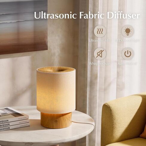 موزع روائح الزيوت العطرية من ARVIDSSON مع غطاء قماشي، موزع روائح علاجية 100 مل للمنزل، ناشر بالموجات فوق الصوتية مع مصباح ليلي وإيقاف تلقائي، موزع روائح زيتية لغرفة النوم in Kuwait