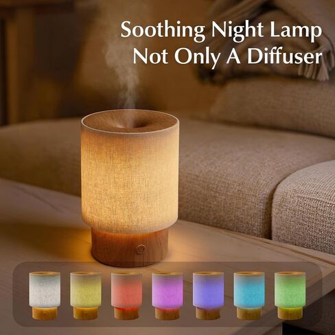 موزع روائح الزيوت العطرية من ARVIDSSON مع غطاء قماشي، موزع روائح علاجية 100 مل للمنزل، ناشر بالموجات فوق الصوتية مع مصباح ليلي وإيقاف تلقائي، موزع روائح زيتية لغرفة النوم in Kuwait