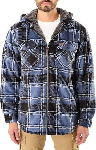 Smith's Workwear Mens Sherpa-Lined Zip-Front Hooded Microfleece Shirt-Jacket in Saudi Arabia
