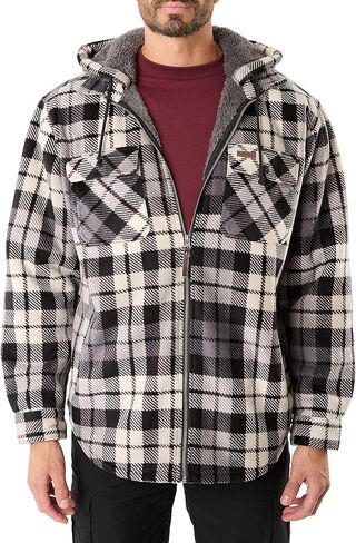 Smith's Workwear Mens Sherpa-Lined Zip-Front Hooded Microfleece Shirt-Jacket in Saudi Arabia