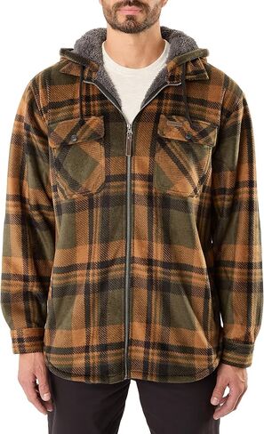 Smith's Workwear Mens Sherpa-Lined Zip-Front Hooded Microfleece Shirt-Jacket in Saudi Arabia