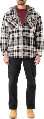 Smith's Workwear Mens Sherpa-Lined Zip-Front Hooded Microfleece Shirt-Jacket in Saudi Arabia