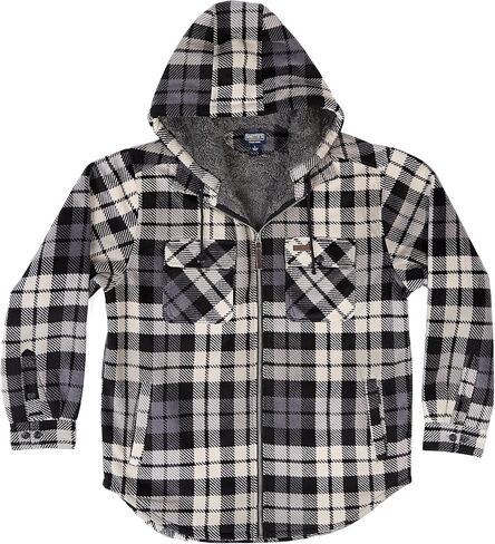 Smith's Workwear Mens Sherpa-Lined Zip-Front Hooded Microfleece Shirt-Jacket in Saudi Arabia