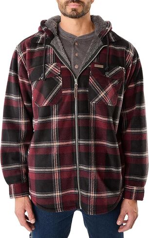 Smith's Workwear Mens Sherpa-Lined Zip-Front Hooded Microfleece Shirt-Jacket in Saudi Arabia