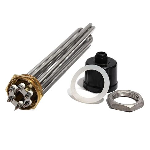 2-Inch DN50 Tubular Heater Element, 3-12KW, 304 Stainless Steel, 220V/380V for Industrial Water Heating(with locknut,380V-12KW 355mmL) in Kuwait