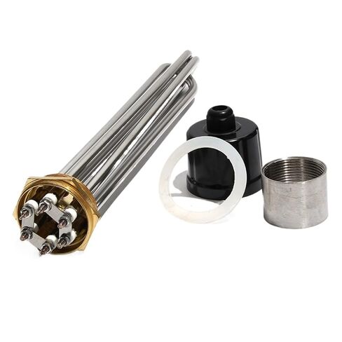 2-Inch DN50 Tubular Heater Element, 3-12KW, 304 Stainless Steel, 220V/380V for Industrial Water Heating(with locknut,380V-12KW 355mmL) in Saudi Arabia