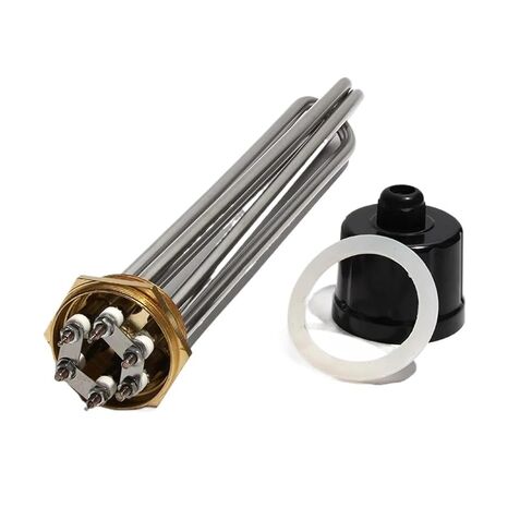 2-Inch DN50 Tubular Heater Element, 3-12KW, 304 Stainless Steel, 220V/380V for Industrial Water Heating(with locknut,380V-12KW 355mmL) in Saudi Arabia
