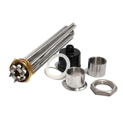 2-Inch DN50 Tubular Heater Element, 3-12KW, 304 Stainless Steel, 220V/380V for Industrial Water Heating(with locknut,380V-12KW 355mmL) in Saudi Arabia