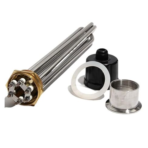 2-Inch DN50 Tubular Heater Element, 3-12KW, 304 Stainless Steel, 220V/380V for Industrial Water Heating(with locknut,380V-12KW 355mmL) in Saudi Arabia