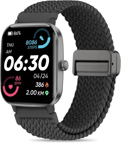 Braided Elastic Bands Compatible with Woneligo/Fitpolo Smart Watch IDW13, Loop Soft Nylon Straps for FITVII H56/ENOMIR ID208BT/TOOBUR IDW16/MILOUZ IDW19 Watch for Women Men in Kuwait