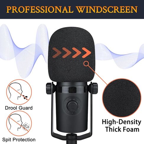 SOULWIT 2Pcs Microphones Pop Filter for MAONO PD400X Dynamic, Protective Mic Cover Windscreen Foam - Black in Saudi Arabia