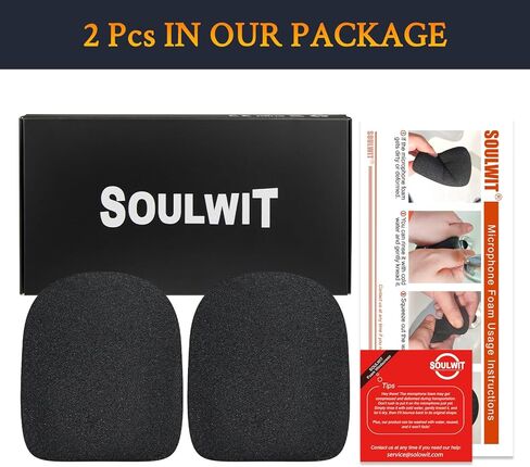 SOULWIT 2Pcs Microphones Pop Filter for MAONO PD400X Dynamic, Protective Mic Cover Windscreen Foam - Black in Saudi Arabia