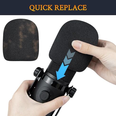 SOULWIT 2Pcs Microphones Pop Filter for MAONO PD400X Dynamic, Protective Mic Cover Windscreen Foam - Black in Saudi Arabia