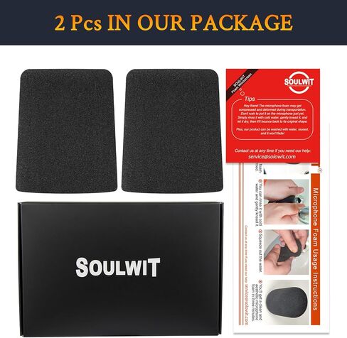SOULWIT 2Pcs Microphones Pop Filter for AKG C214 Large-Diaphragm Condenser (C214d1), Protective Mic Cover Windscreen Foam - Black in Saudi Arabia