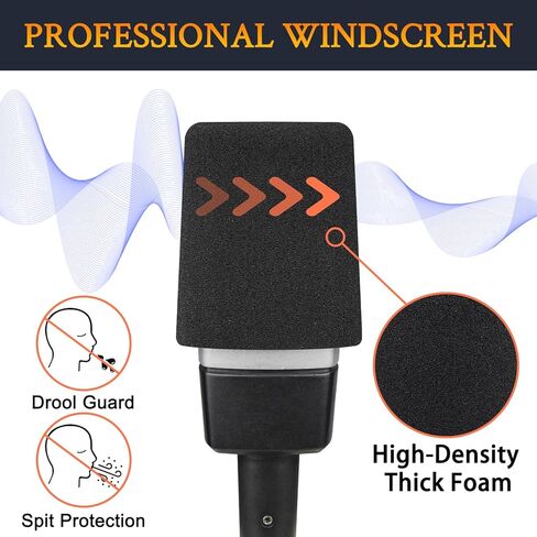 SOULWIT 2Pcs Microphones Pop Filter for AKG C214 Large-Diaphragm Condenser (C214d1), Protective Mic Cover Windscreen Foam - Black in Saudi Arabia