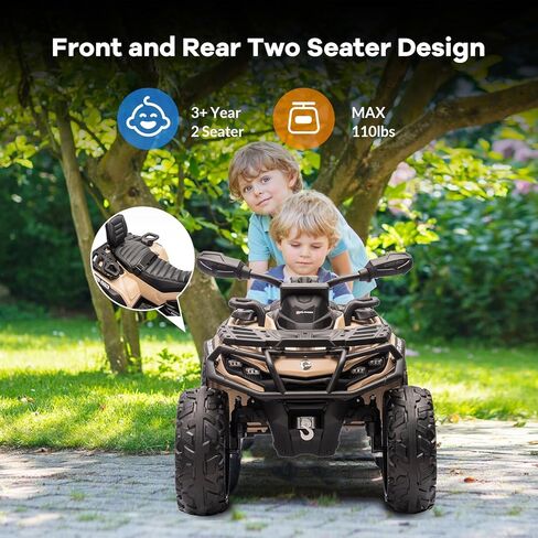 Kids Ride On ATV, 12V 4 Wheeler Battery Powered Ride On Toys with Remote Control(High Low Speeds), Kids Electric Car Truck 4-Wheels Electric Vehicle with Music, Horn, Led Lights for 3+ Kids, Yellow in Kuwait