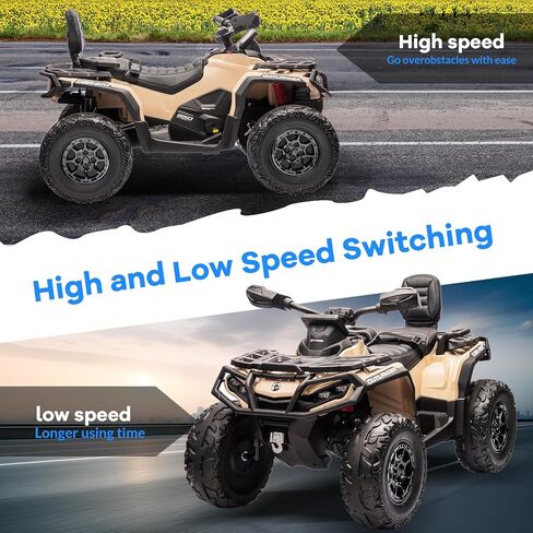 Kids Ride On ATV, 12V 4 Wheeler Battery Powered Ride On Toys with Remote Control(High Low Speeds), Kids Electric Car Truck 4-Wheels Electric Vehicle with Music, Horn, Led Lights for 3+ Kids, Yellow in Kuwait