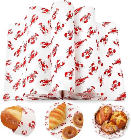 jarThenaAMCS 150 قطعة من ورق الشمع جراد البحر ديلي التفاف جراد البحر الأحمر مقاوم للماء بطانات سلة مقاومة للزيت للطعام ساندويتش نزهة المطبخ الصيف عطلة الشواء حفلة عيد ميلاد لوازم in Kuwait