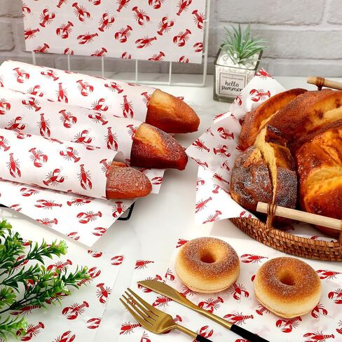 jarThenaAMCS 150 قطعة من ورق الشمع جراد البحر ديلي التفاف جراد البحر الأحمر مقاوم للماء بطانات سلة مقاومة للزيت للطعام ساندويتش نزهة المطبخ الصيف عطلة الشواء حفلة عيد ميلاد لوازم in Kuwait