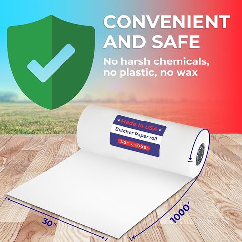 30 بوصة × 1000 قدم - 40# ورق جزار أبيض - (1 لفة/علبة) in Kuwait