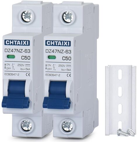 DC Miniature Circuit Breaker, 2 Pack 10 Amp Single Pole 250V DIN Rail Mount Isolator for Solar PV System, Thermal Magnetic Trip Solar Disconnect Switch DC MCB 1P C10 in Kuwait