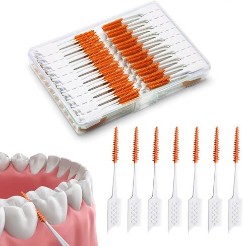200 Pieces Interdental Brushes,Braces Brush with Silicone Head,Dental Tooth Flossing Toothpick Cleaners Tooth Tool (200PCS Green) in Saudi Arabia