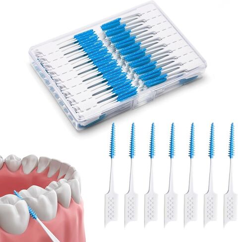 200 Pieces Interdental Brushes,Braces Brush with Silicone Head,Dental Tooth Flossing Toothpick Cleaners Tooth Tool (200PCS Green) in Saudi Arabia