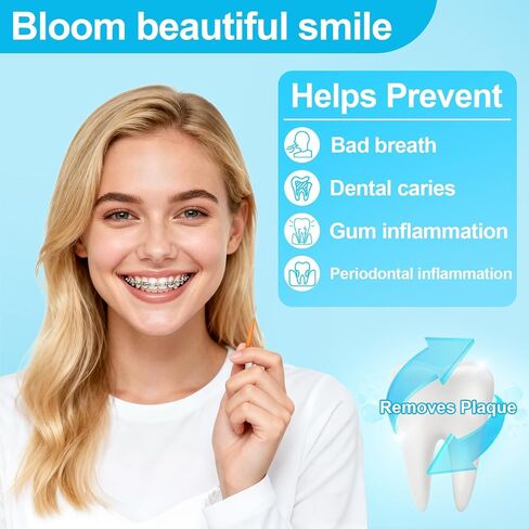 100 Pcs Interdental Brushes Between-Teeth Disposable Braces Brush for Teeth,Interproximal Dental Brush Picks,Toothpick Dental Flossing Oral Hygiene Cleaning for Home,Travel,Work,School in Kuwait