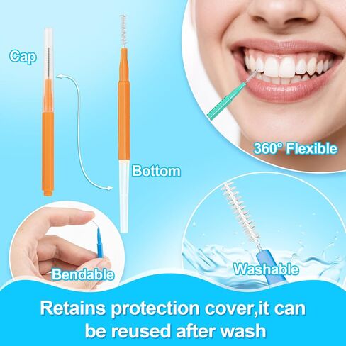 100 Pcs Interdental Brushes Between-Teeth Disposable Braces Brush for Teeth,Interproximal Dental Brush Picks,Toothpick Dental Flossing Oral Hygiene Cleaning for Home,Travel,Work,School in Kuwait