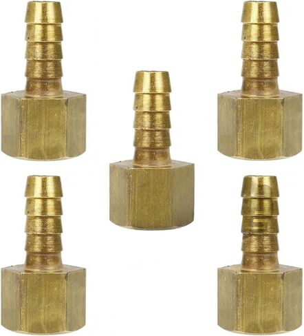 موصل نحاسي صلب للضاغط 221EEE - للمكونات الهيدروليكية والهوائية والمضخات ومعدات السباكة الجزء 221EEE-5Pack - قضيب خرطوم بديل - 3/8 بوصة × 3/8 بوصة خرطوم بار × محول أنثى 5 عبوات باللون الأصفر in Kuwait