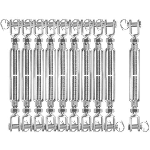 10 قطع من وصلة ربط المقطورة من الفولاذ المقاوم للصدأ 304، خطاف وشد شديد التحمل، أجهزة شراع الظل قابلة للتعديل لتشديد سلك الكابل المعدني 5/32 1/4 5/16 3/8 1/2" in Kuwait