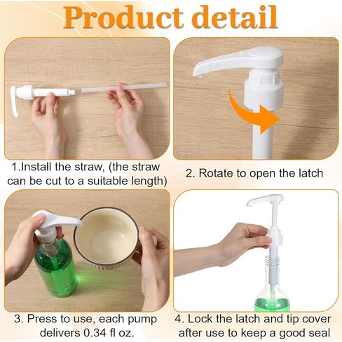 10 Pcs Coffee Syrup Pump for 750 ml (25.4 Fl Oz) Bottle, Syrup Dispenser Pumps Compatible with Monin Glass Bottles – No Clog, Precise Dispensing, Includes 10 Tip Covers – for Coffee Bar, Kitchen in Saudi Arabia