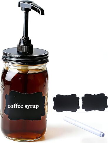 GMCOZY 32 أوقية ميسون جرة شراب صلصة العسل زجاجة مضخة 1 لتر واسعة الفم الزجاج شراب القهوة موزع للكاتشب المايونيز، شراب القيقب، الخردل، سلطة خلع الملابس الصف الغذاء محكم ومانعة للتسرب in Kuwait