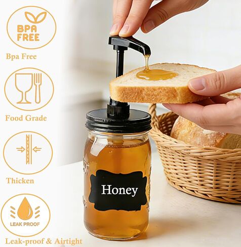GMCOZY 32 أوقية ميسون جرة شراب صلصة العسل زجاجة مضخة 1 لتر واسعة الفم الزجاج شراب القهوة موزع للكاتشب المايونيز، شراب القيقب، الخردل، سلطة خلع الملابس الصف الغذاء محكم ومانعة للتسرب in Kuwait